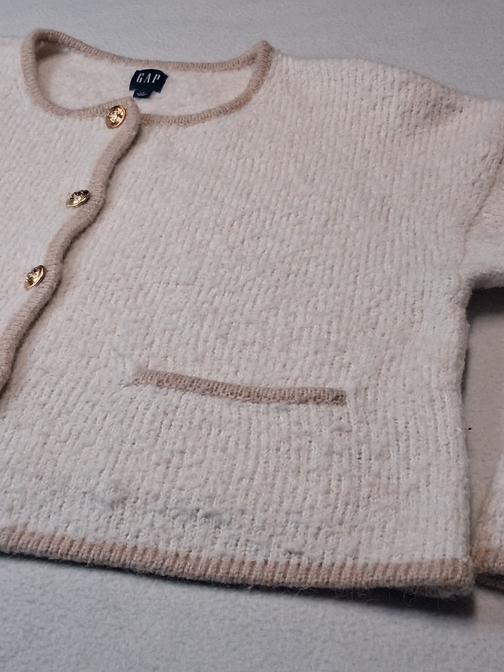 GAP Cream Knit Cardigan with Gold Buttons - Picture 6 of 6